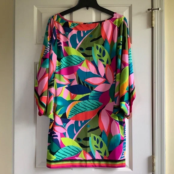 Trina Turk Cover Up Dress Rainforest Multi SZ L - Picture 7 of 13